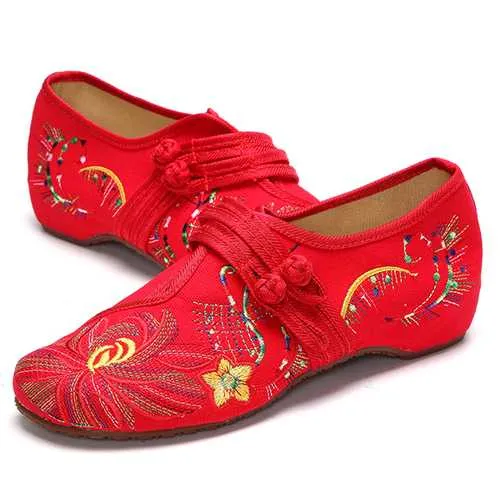 US Size 5-12 Women Casual Embroidery Floral Slip On Outdoor Flat Shoes