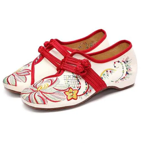 US Size 5-12 Women Casual Embroidery Floral Slip On Outdoor Flat Shoes