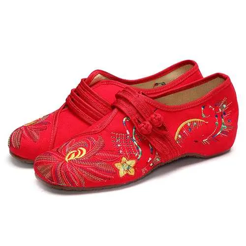 US Size 5-12 Women Casual Embroidery Floral Slip On Outdoor Flat Shoes